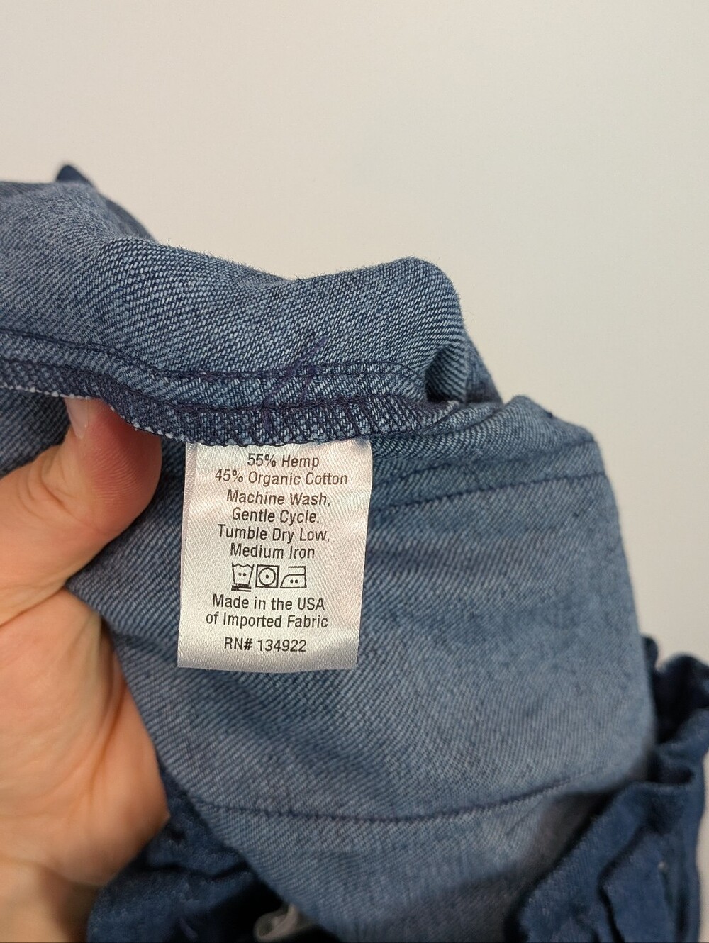 Emerson Fry Tulip Wide Leg Pant Size M Hemp Organic Cotton Indigo - Picture 3 of 7